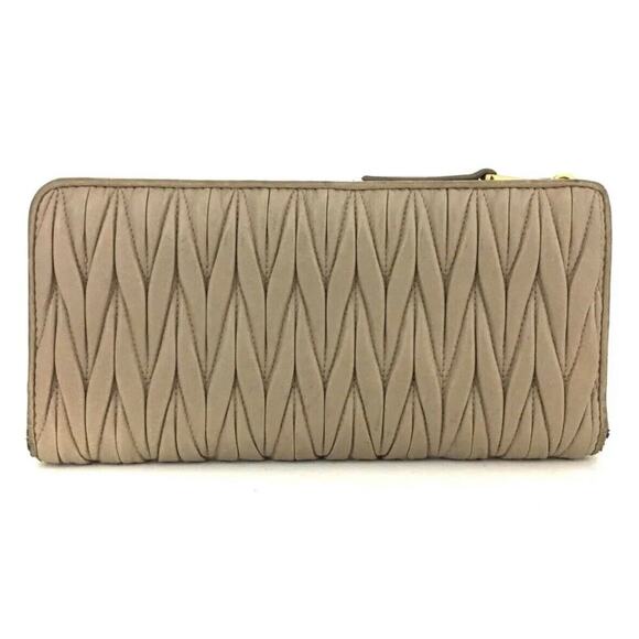 MIU MIU Gather Cream Tan Long Zippy Long Wallet - Picture 4 of 8